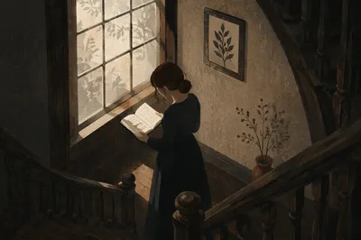 Woman Reading Bible by Window Light