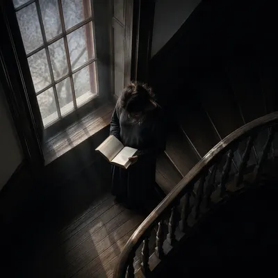 Woman Reading Bible by Window Light