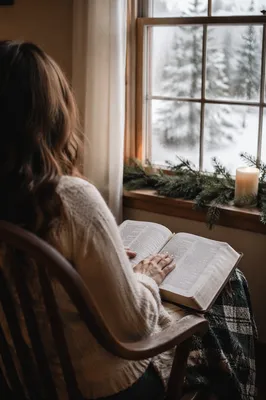 Quiet Morning Bible Reading by Cottage Window