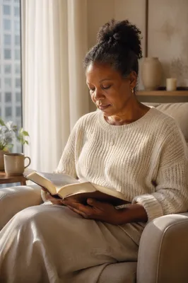 Woman Reading Book by Window