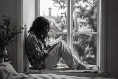 Woman Reading Bible by Morning Window