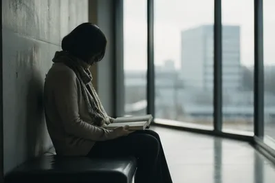 Peaceful Woman Reading Bible by Window