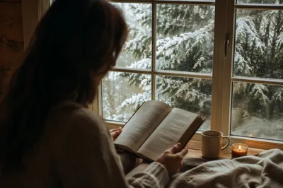 Quiet Bible Reading by Winter Window
