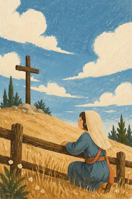 White Wooden Cross on Hilltop Sky