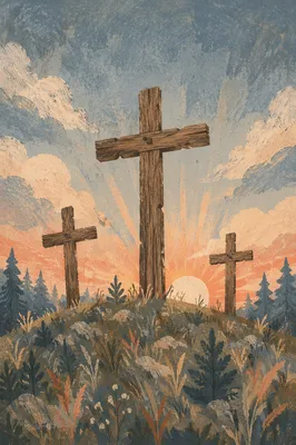 Weathered Crosses at Evergreen Sunrise