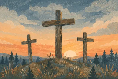 Weathered Crosses at Evergreen Sunrise