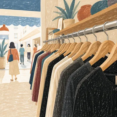 Boutique Clothing Rack in Soft Daylight