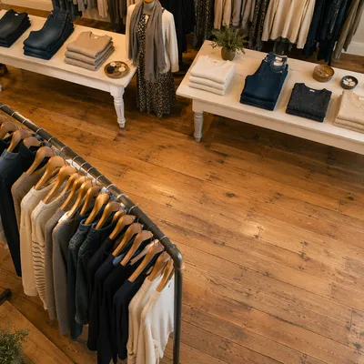 Overhead Boutique Clothing Rack Display