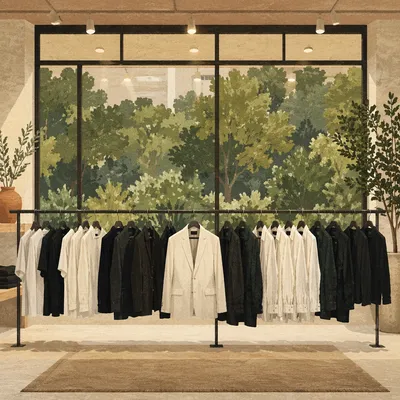 Minimalist Boutique Clothing Rack Display
