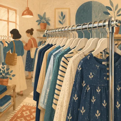 Boutique Clothing Rack With Soft Window Light
