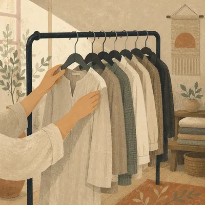 Serene Boutique Clothing Rack with Neutral Garments