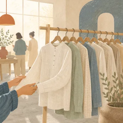 Serene Linen Clothing Rack in Boutique
