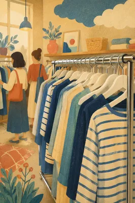Boutique Clothing Rack With Soft Shoppers