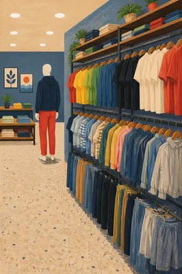 Colorful Clothing Racks in Contemporary Retail Store