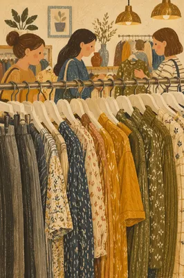 Boutique Clothing Rack with Warm Retail Lighting