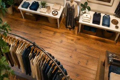 Overhead Boutique Clothing Rack Display