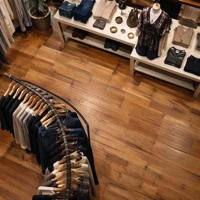 Overhead Boutique Clothing Rack Display