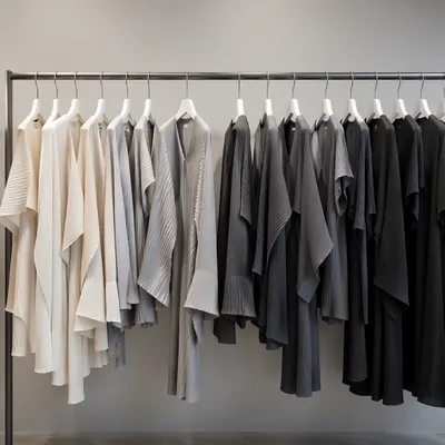 Minimalist Monochrome Clothing Rack Display
