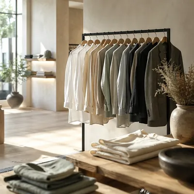 Upscale Boutique Clothing Rack Display Scene