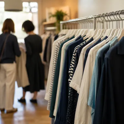 Boutique Clothing Rack With Soft Shoppers