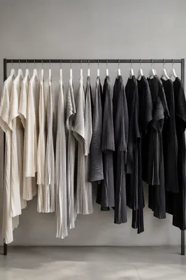 Minimalist Monochrome Fashion Retail Clothing Rack