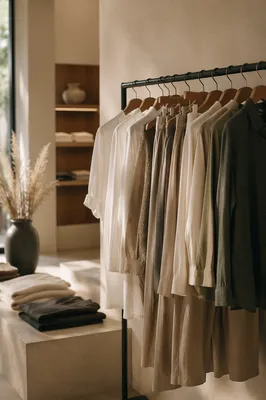 Curated Boutique Clothing Rack in Soft Light