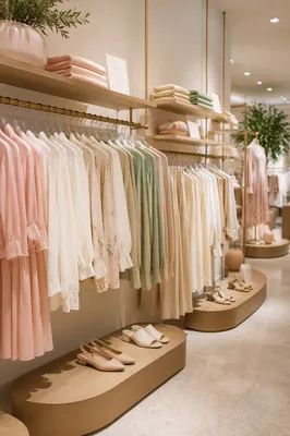 Elegant Boutique Clothing Rack Display Interior