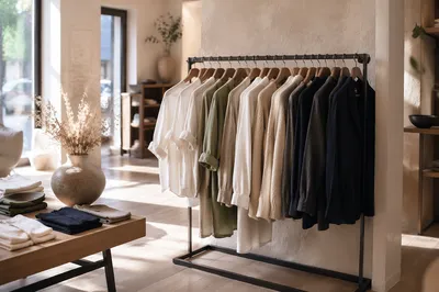 Upscale Boutique Clothing Rack Display Scene