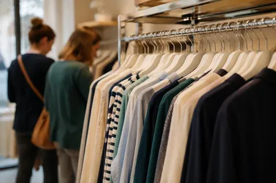 Boutique Clothing Rack With Soft Shoppers