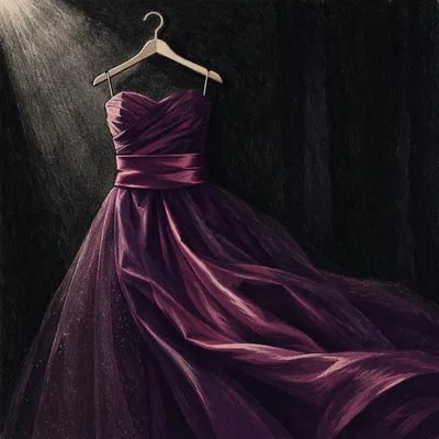Elegant Plum Evening Gown on Hanger