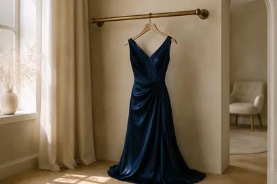 Elegant Midnight Blue Evening Dress Display