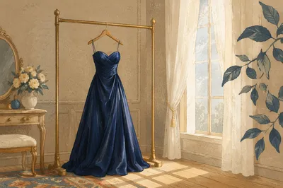 Elegant Midnight Blue Evening Dress Display
