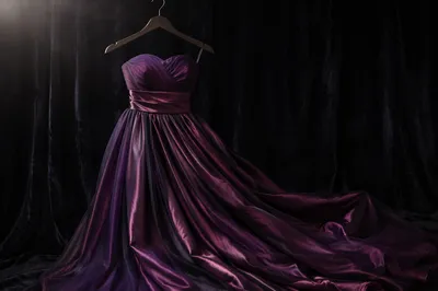 Elegant Plum Evening Gown on Hanger