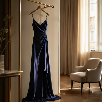 Elegant Midnight Blue Evening Dress Display