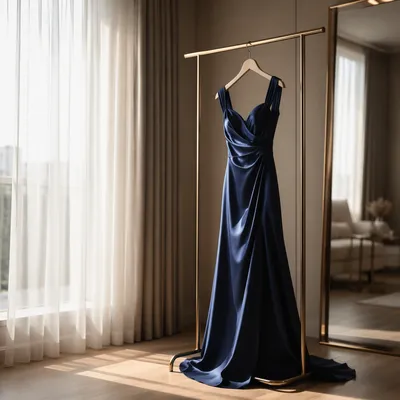Elegant Midnight Blue Evening Dress Display