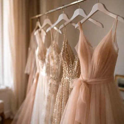 Elegant Evening Dresses on Boutique Hangers