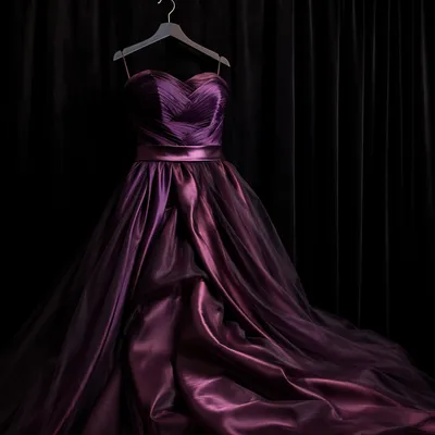 Elegant Plum Evening Gown on Hanger