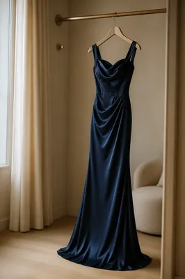 Elegant Midnight Blue Evening Dress Display