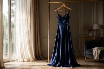 Elegant Midnight Blue Evening Dress Display