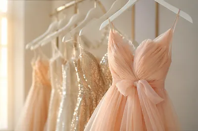 Elegant Evening Dresses on Boutique Hangers