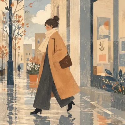 Rainy City Street Style Fashion Walk