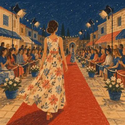 Elegant Floral Street Style Runway at Dusk