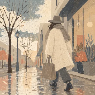Rainy Urban Street Style Fashion Model