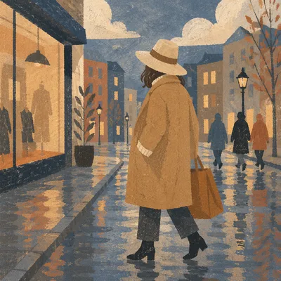 Rainy Dusk Street Style Fashion Model