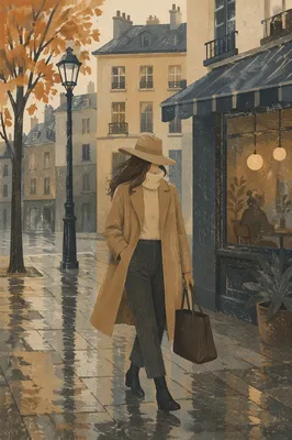Rainy Urban Street Style Fashion Model