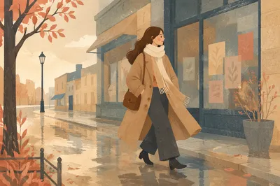 Rainy City Street Style Fashion Walk