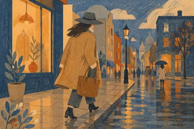 Rainy Dusk Street Style Fashion Editorial