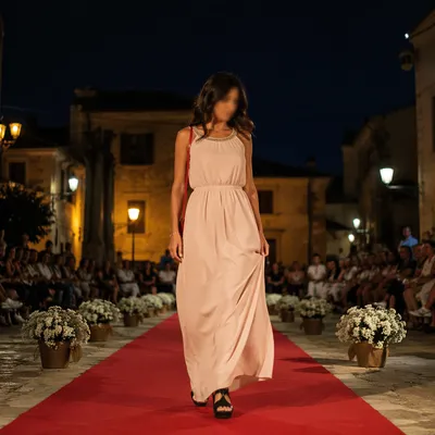Nighttime Street Fashion Runway in Village Square