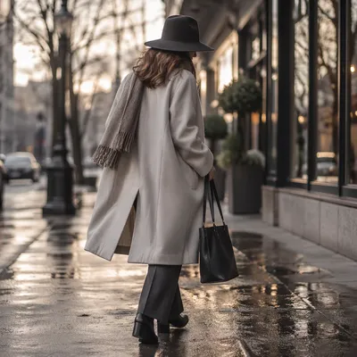 Elegant Winter Street Style Fashion Model