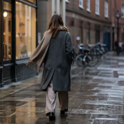 Rainy City Street Style Fashion Model